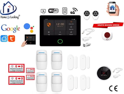 Draadloos alarmsysteem voor woning/camper/boot/caravan werkt met wifi en sim kaart en met spraakgestuurde apps. (Nederlands of Frans stem en tekst) ST01A-24
