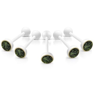 Aramat Jewels | Piercings | Bioplast Dierenprint Tongpiercing | Zebra-Groen | |8mm | Kunststof | Volwassenen | Verkleurd niet