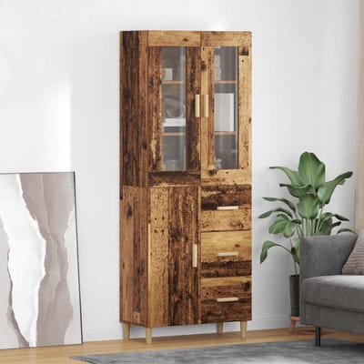 vidaXL - Highboard - Oud - Hout - 34,5 - x - 34 - x - 180 - cm - Bewerkt - hout