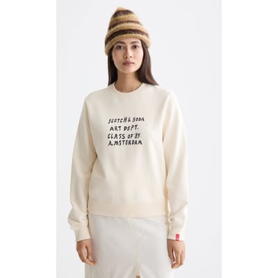Scotch & Soda Regular Fit Sweatshirt With Chest Artwork Eggnog Taglia: XS | Maglie a manica lunga Outlet | Donna | Bianco