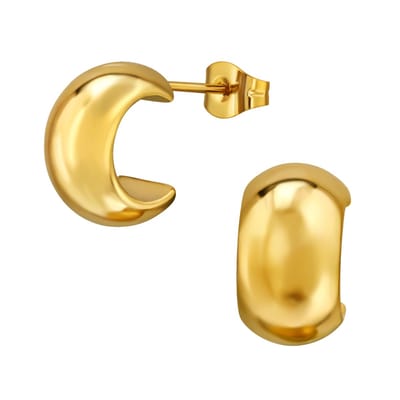 Joy Ibiza - ronde oorbellen - bolle oorringen - chirurgisch staal - 7 x 12.7 mm - ear party boho - bohemian style - ip/pvd gold plated
