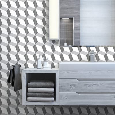 Zelfklevende tegelmuurstickers voor keuken en badkamer - 24 geometrische cementtegelstickers - 24 stickers van 10x10 cm