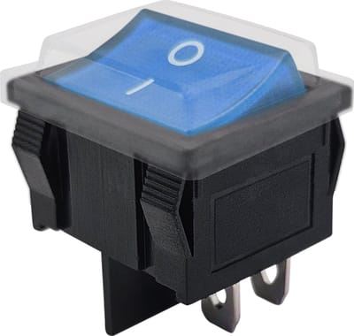 ProRide Wipschakelaar ON-OFF KCD5-202 - met Beschermkapje - 2 Polig - 250V/6A - Blauw zonder controlelampje