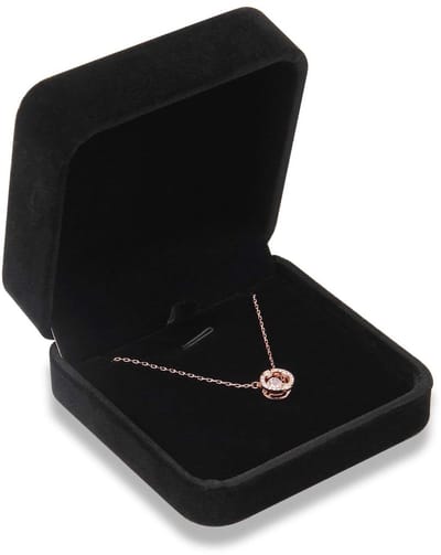 Dailygoods- Sieradenbox Zwart Fluwelen - Hanger/Ketting Display - Geschenkdoos - Vitrine - Satijnen Binnenkant - 8,9 cm x 8,9 cm x 4,1 cm - Juwelendoos