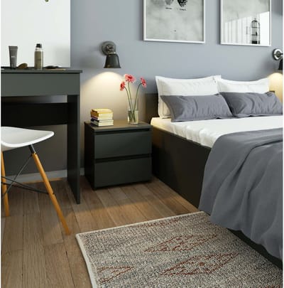 Nachtkastje CL2 met 2 Lades / AKORD Furniture Factory / Grafietgrijs / 40 x 40 x 35 cm