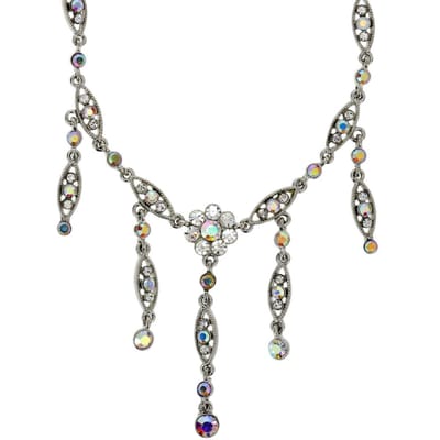 Behave - Korte ketting zilverkleur met hangers en kristallen - 41 cm + verlengketting