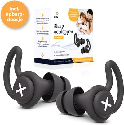 Lifell Slaapoordoppen – Herbruikbare Siliconen Oordoppen – Comfortabele Sleep Earplugs – Inclusief Opbergdoosje – Zwart