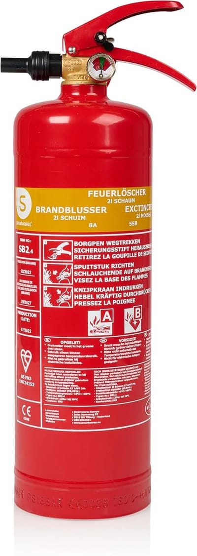 Schuimblusser - Brandblusser AB - Veiligheid Vergroten - Europees Gecertificeerd - 2 Liter - Rood