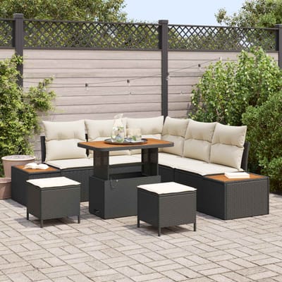 vidaXL - Tuinbank - Set - 8 - st - 7-Aantal - zitplaatsen - Zwart - en - Crème