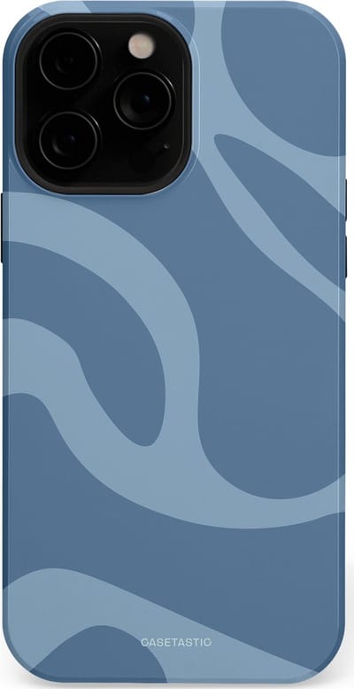 Casetastic hoesje geschikt voor Apple iPhone 13 Pro Max - MagSafe - Dubbellaagse bescherming - Blauwe Water Golven - Fashion Case - Grijs Lichtblauw