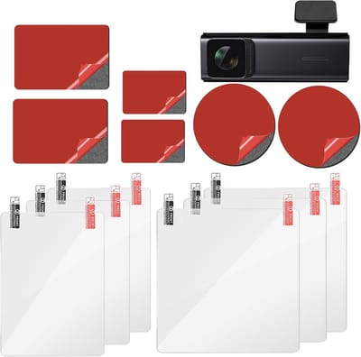 Thijox - Dashcam-kleefpads en folies, dubbelzijdige stickers voor voorruit, transparante antistatische folies, 12 stuks voor auto-accessoires