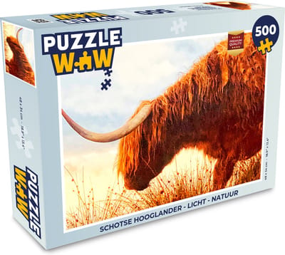Puzzel Schotse hooglander - Licht - Natuur - Legpuzzel - Puzzel 500 stukjes