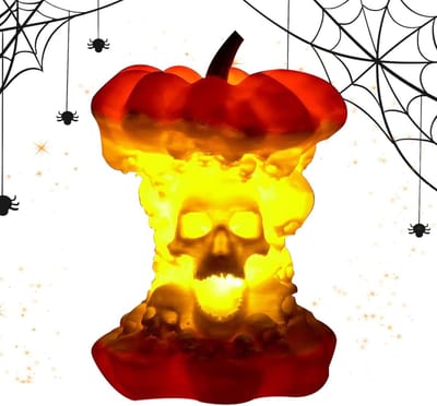 Pompoenlamp Skelet - Halloween Verlichting - Feestelijke Decoratie - Duurzaam Ontwerp - 10 x 8 x 8 cm - Oranje