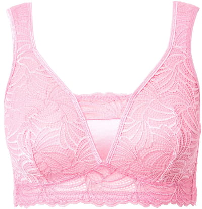 Ulla Popken - Dames - Bralette kant zonder beugel - Roze - Maat 90B