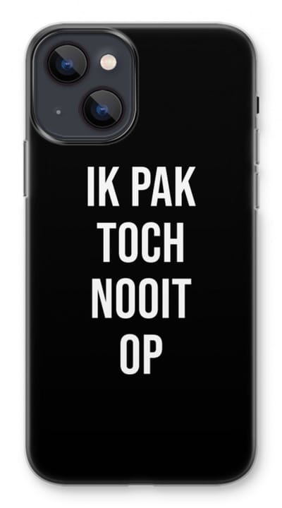 Case Company® - Hoesje geschikt voor iPhone 13 mini hoesje - Ik pak nooit op - Zwart - Soft Cover Telefoonhoesje - Bescherming aan alle Kanten en Schermrand