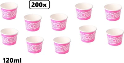 200x IJsbeker IceCream 120ml roze karton - schepijs softijs ijsje zomer festival thema feest party