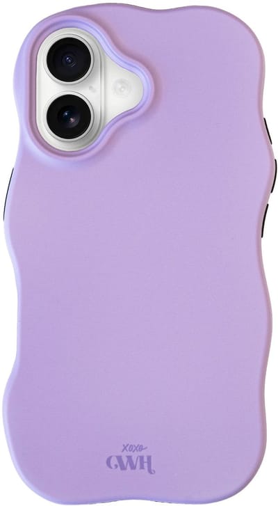 xoxo Wildhearts Wavy Case Purple telefoonhoesje - Geschikt voor iPhone 16 - Golvend hoesje met dubbele beschermlaag - Matte afwerking - Silicone case met golven - Vlekbestendig - Paars
