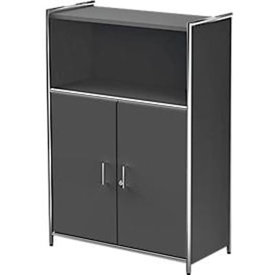 Combikast Toledo, met zicht-achterwand, afsluitbaar, 3 ordnerhoogten, 1 vak, B 800 x D 380 mm, antraciet