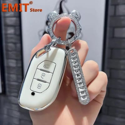 Autosleutelhoes Afstandsbediening Cover Shell Sleutelhanger Fob Voor Forthing Dongfeng Fengxing T5 Evo T5L T5Evo   Beschermingsaccessoires key fob for Forthing gray