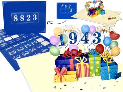 Popcards popupkaarten – Felicitatie, Cijfers, Verjaardag, Jubileum, Jaartal, Jaar, Uitnodiging, Pincode. Alle Leeftijden, Alle Data, Datum pop-up kaart 3D wenskaart