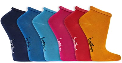 Bamboe sneakersokken | Gerolde rand | Kleur: Diverse kleuren | Maat: 36-41 / 42-47 | 6 paar
