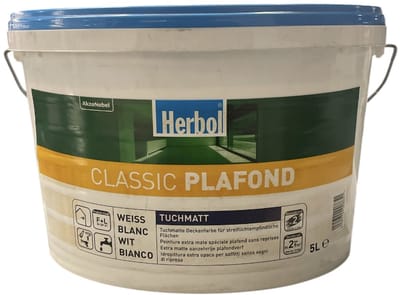 Herbol Classic Plafond - Extra matte plafondverf voor binnen op waterbasis - 5 L - Wit