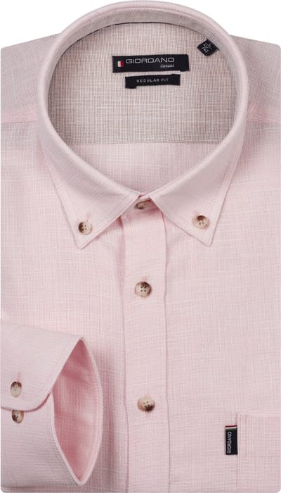 Giordano – Ivy – Heren Overhemd – Button Down – Structuur - Gestreept Overhemd – Fuchsia – 617110-50
