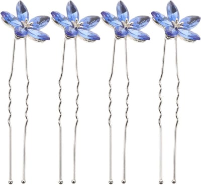4 Stuks Bruids Haarspelden U-Vormige Haarpinnen voor Chignon met Bloemdecoratie en Allergeen Vrije Materialen