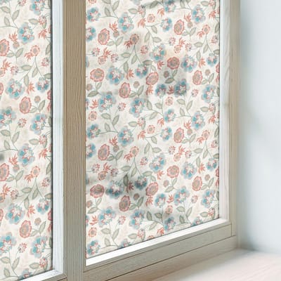 Coloray Privacy Folie Raam - Bloemenpatroon Anti inkijk Raamfolie Glas in Lood - 200x116 cm - Beige Melkglas Folie - Zonwerende Raamfolie - Voor de woonkamer, slaapkamer en hal. - Privacy Folie Raam Glas in Lood