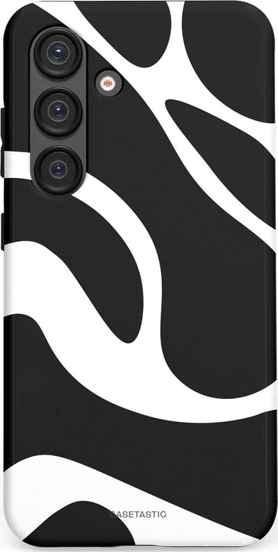 Casetastic Hoesje Geschikt voor Samsung S25 - Stijlvolle Beschermende Duo-layer Case - Zwart Wit Golven