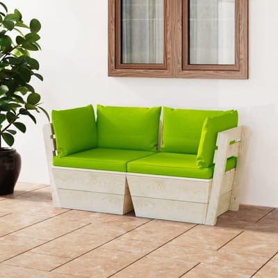 Palletbank 2-zits - Tuinbank Loungebank - Ontspannen Buiten - Geïmpregneerd Sparrenhout - 60 x 60 x 65 cm - Lichtgroen