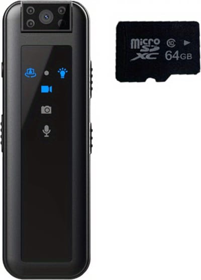 Bovista Spy Cam - Bodycam - Politie - Chest Camera - Spy Camera - Verborgen Camera - Spionage Camera - Action Camera - HD + 64GB