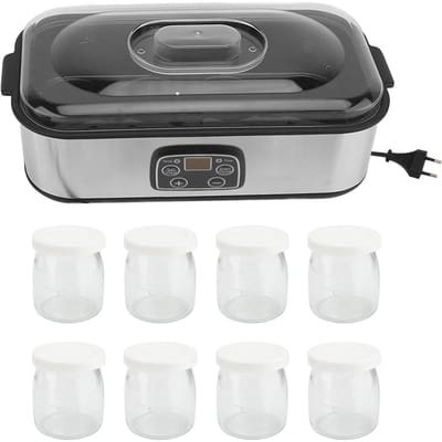 1,4L Elektrische Yoghurtmaker Instelbare Temperatuur Tijd Yoghurtmaker Machine met 8 stuks Yoghurtbekers EU Plug gray