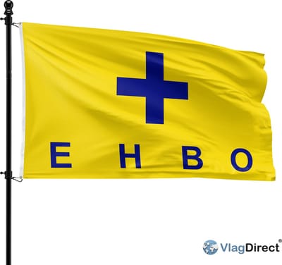 VlagDirect - EHBO vlag - Eerste Hulp Bij Ongelukken vlag - Spoedpost vlag - 90 x 150 cm.