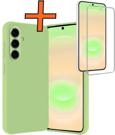 Hoes - Met Screenprotector - Geschikt voor Samsung Galaxy A37 - Sterk & Shockproof - Back Cover - Siliconen Case - Telefoon Hoes - Groen