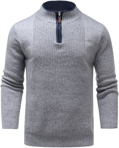 ALLTHEMEN Heren casual kraagtrui - Half-rits ontwerp - S