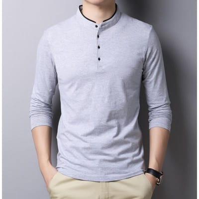 Heren Gebreide Kleding Mode Koreaanse Stijl Slim Katoen Opstaande Kraag T Lange Mouw Onderlaag Gebreide Kleding XXXL