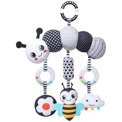 Baby Rammelaar Hangend Speelgoed Autostoel Zwart & Wit Rammelaar Hangende Activiteit Kinderwagen Speelgoed voor Pasgeborenen Jongens en Meisjes Cadeaus Krokodil C