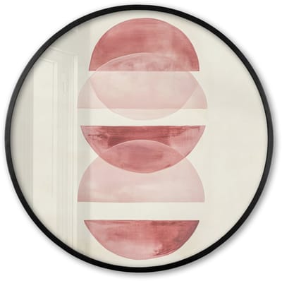 Poster in lijst Rond - Fotolijst 60x60 cm - Posters - Minimalistisch - Cirkels - Roze - Ronde posterlijst zwart - Decoratie - Wanddecoratie woonkamer - Muurdecoratie slaapkamer