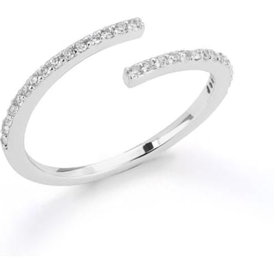 Eenvoudige Glanzende Zirconia Open Verstelbare Ringen Voor Vrouwen Dubbele Laag Luxe Verlovingsring Femme Luxe Sieraden Cadeau white