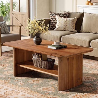 Salontafel Hout - Woonkamertafel - Opbergen en Decoreren - Massief Hout - 120 x 60 cm - Bruin