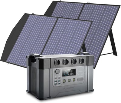 Draagbare Powerstation – Mobiele Generator – Noodstroomvoorziening – Zonne-Accu – Energiecentrale – 1451Wh Batterijcapaciteit – 2x 100W Opvouwbare Zonnepanelen