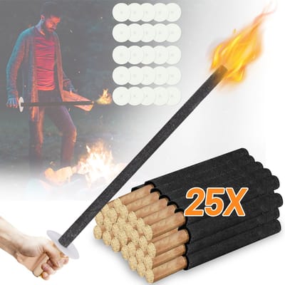 25 Stuks Wasfakkels 42 cm Ø3 cm met Handbescherming en Druipbescherming – Voor Avondwandeling, Winterwandeling en Tuingebruik