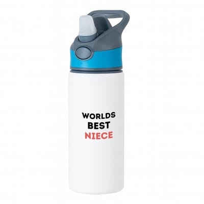 Hacebo® - worlds best niece waterfles met rietje blauw - Nicht - de beste nicht - verjaardagscadeau - verjaardag - cadeau - cadeautje voor nicht - nicht artikelen - kado - geschenk - gift - water fles - 650ML