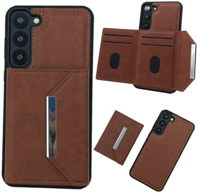 Voor Samsung Galaxy S24+ 5G effen kleur metalen gesp kaartsleuven tas telefoonhoesje (bruin)
