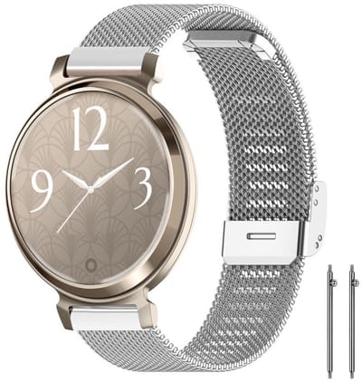 Milanees bandje - geschikt voor Garmin Lily 2 / Lily 2 Active - rvs Milanese met druksluiting - zilver
