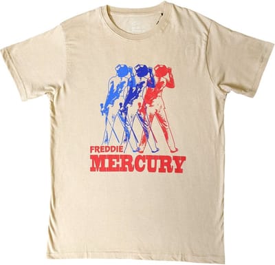 Freddie Mercury - Multicolour Photo Heren T-shirt - S - Creme
