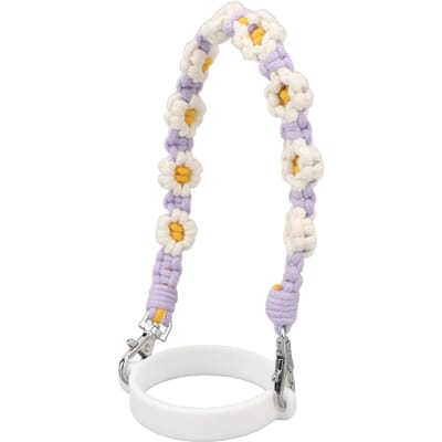 Waterfles Handvat Schattige Bloem Siliconen Lus Handgeweven Waterfles Lanyard Waterbeker Touw voor white