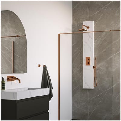 Brauer Copper Edition Thermostatisch Douchepaneel Calacatta Gold - 20 cm - 2-weg - Koper Geborsteld PVD