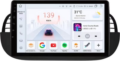 Autoradio met bluetooth - Carplay - Voor FIAT 500 (2007-2014) - Geschikt voor Apple en Android - Stereo - Navigatie - Navigatiesysteem auto - 3GB 32GB - 9"